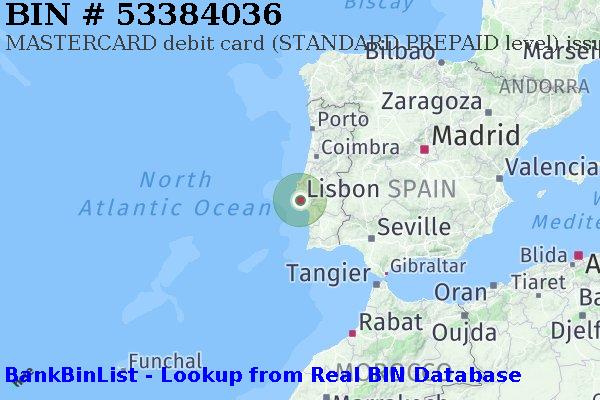 BIN 53384036 MASTERCARD debit Portugal PT