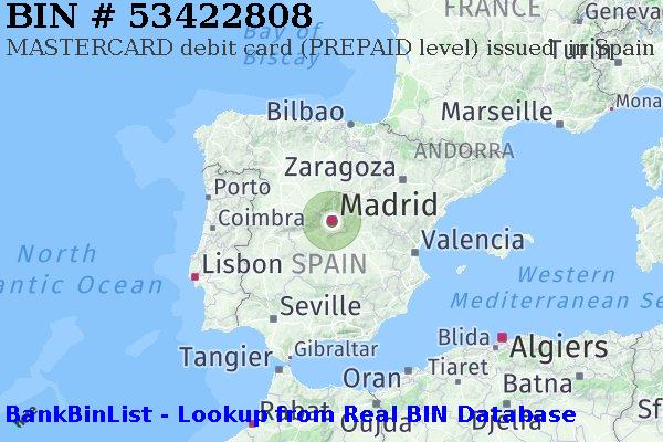 BIN 53422808 MASTERCARD debit Spain ES