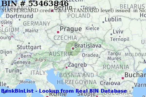 BIN 53463846 MASTERCARD credit Slovakia (Slovak Republic) SK
