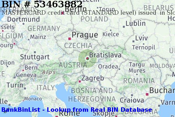 BIN 53463882 MASTERCARD credit Slovakia (Slovak Republic) SK