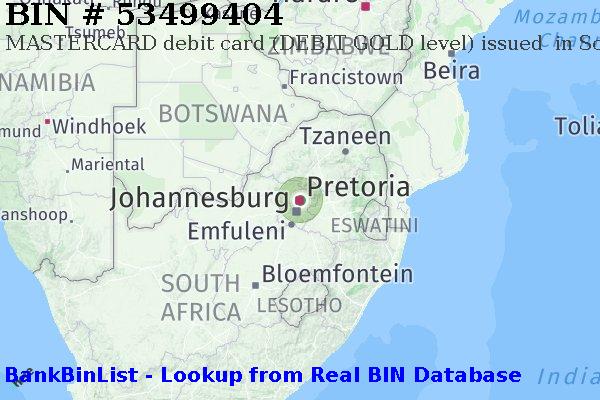 BIN 53499404 MASTERCARD debit South Africa ZA