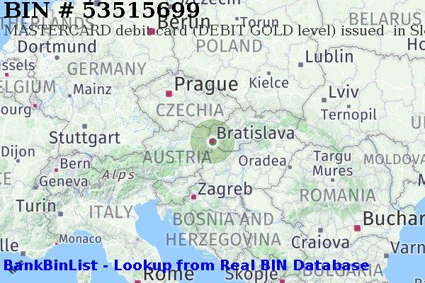 BIN 53515699 MASTERCARD debit Slovakia (Slovak Republic) SK