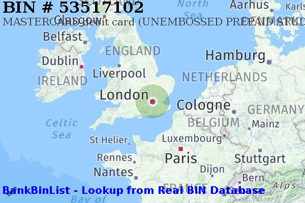 BIN 53517102 MASTERCARD debit United Kingdom GB