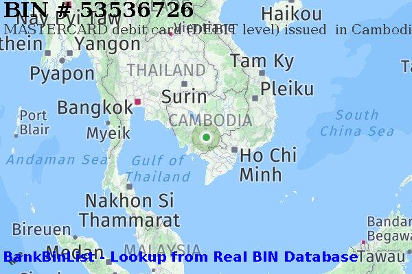 BIN 53536726 MASTERCARD debit Cambodia KH
