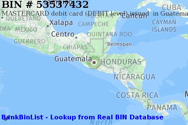 BIN 53537432 MASTERCARD debit Guatemala GT