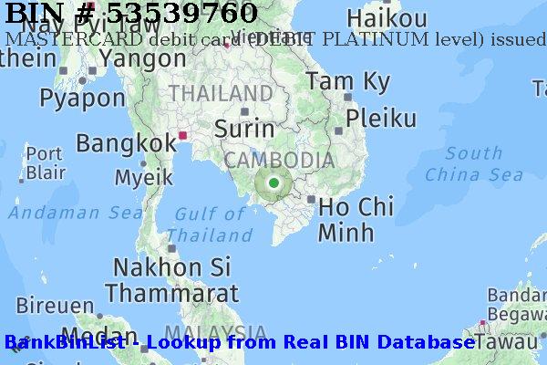 BIN 53539760 MASTERCARD debit Cambodia KH