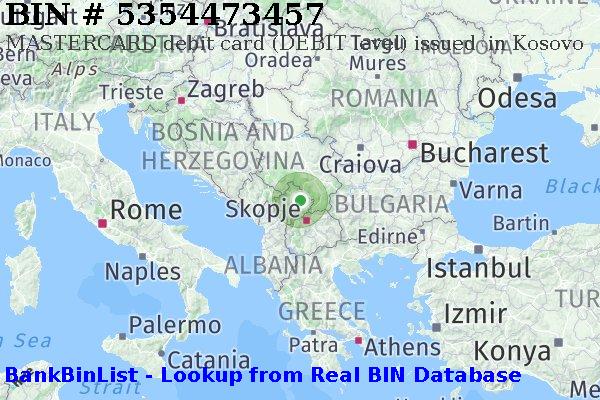 BIN 5354473457 MASTERCARD debit Kosovo XK