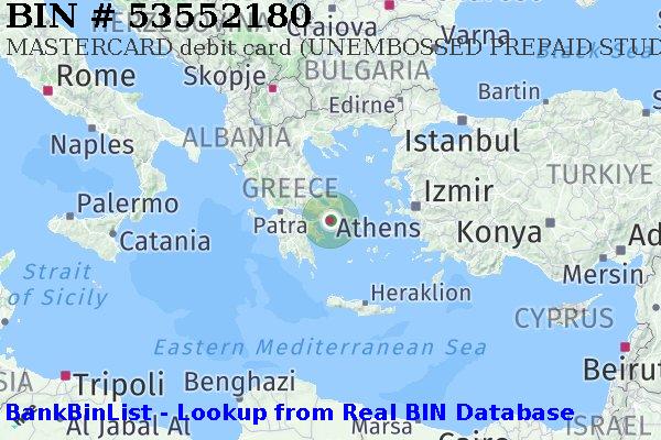 BIN 53552180 MASTERCARD debit Greece GR