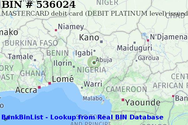BIN 536024 MASTERCARD debit Nigeria NG