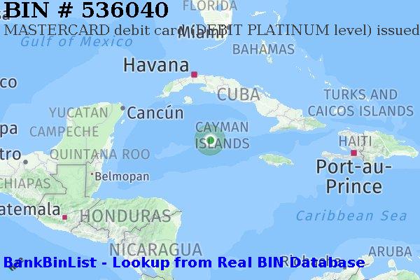 BIN 536040 MASTERCARD debit Cayman Islands KY