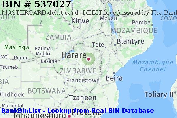 BIN 537027 MASTERCARD debit Zimbabwe ZW