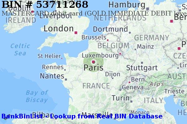 BIN 53711268 MASTERCARD debit France FR
