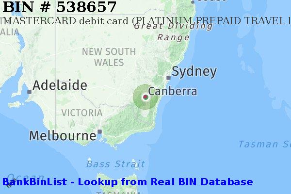 BIN 538657 MASTERCARD debit Australia AU