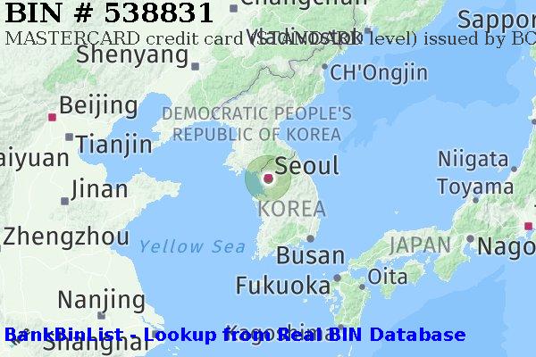 BIN 538831 MASTERCARD credit South Korea KR