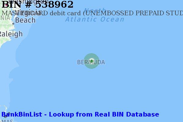BIN 538962 MASTERCARD debit Bermuda BM