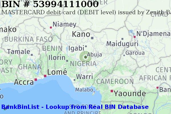 BIN 53994111000 MASTERCARD debit Nigeria NG