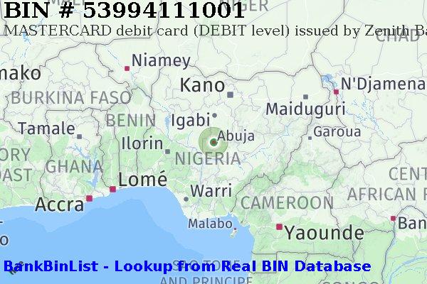 BIN 53994111001 MASTERCARD debit Nigeria NG