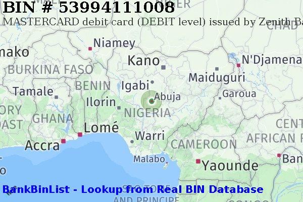BIN 53994111008 MASTERCARD debit Nigeria NG