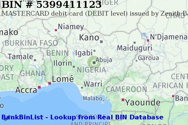 BIN 5399411123 MASTERCARD debit Nigeria NG