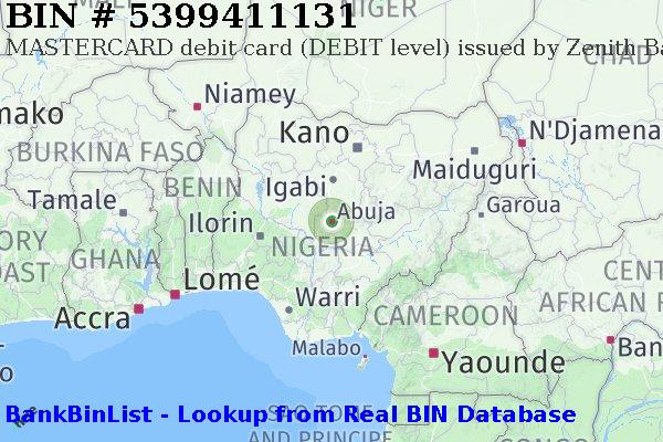 BIN 5399411131 MASTERCARD debit Nigeria NG