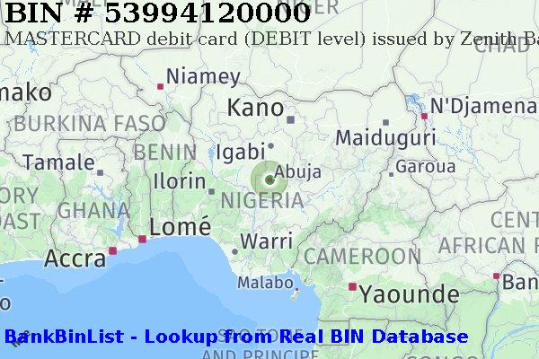 BIN 53994120000 MASTERCARD debit Nigeria NG