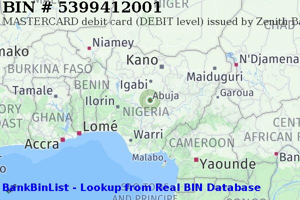 BIN 5399412001 MASTERCARD debit Nigeria NG
