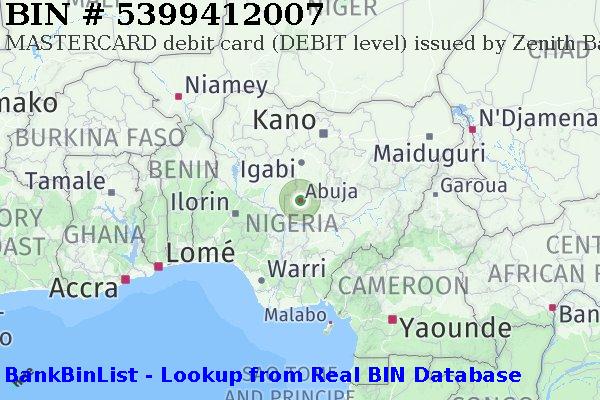 BIN 5399412007 MASTERCARD debit Nigeria NG