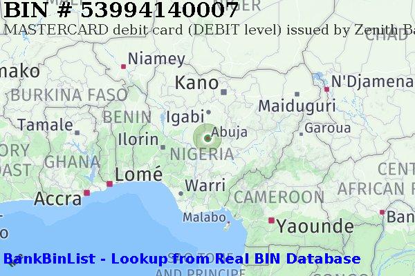 BIN 53994140007 MASTERCARD debit Nigeria NG