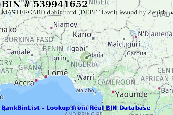 BIN 539941652 MASTERCARD debit Nigeria NG