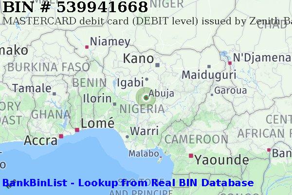 BIN 539941668 MASTERCARD debit Nigeria NG