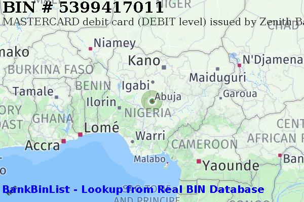 BIN 5399417011 MASTERCARD debit Nigeria NG