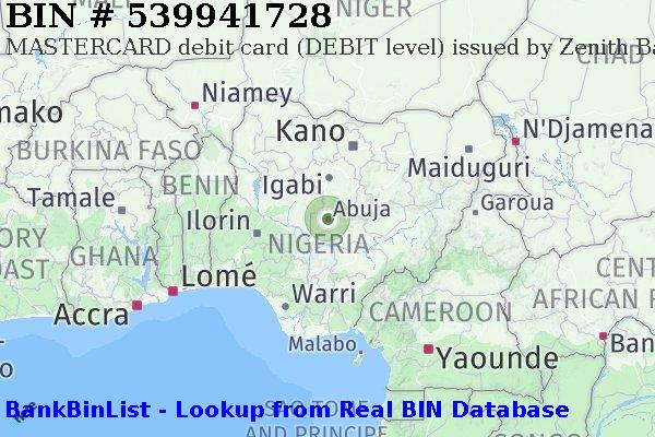 BIN 539941728 MASTERCARD debit Nigeria NG