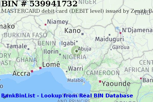 BIN 539941732 MASTERCARD debit Nigeria NG