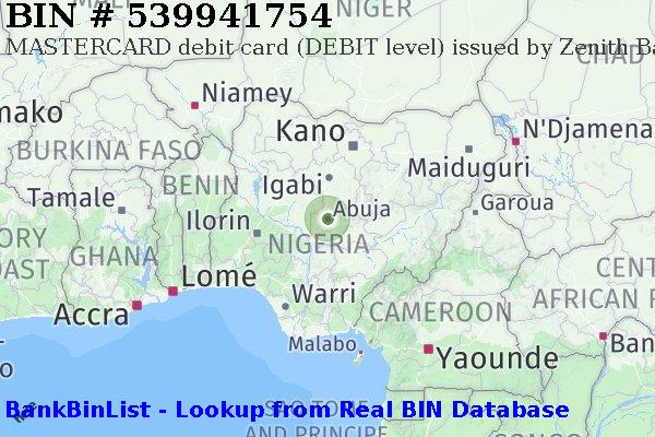 BIN 539941754 MASTERCARD debit Nigeria NG