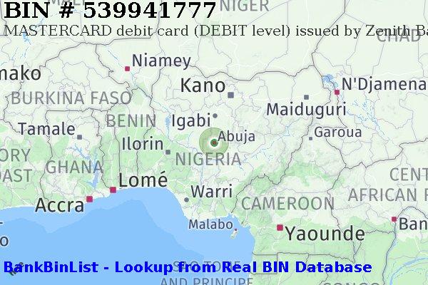 BIN 539941777 MASTERCARD debit Nigeria NG