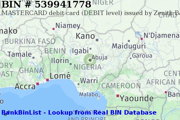 BIN 539941778 MASTERCARD debit Nigeria NG