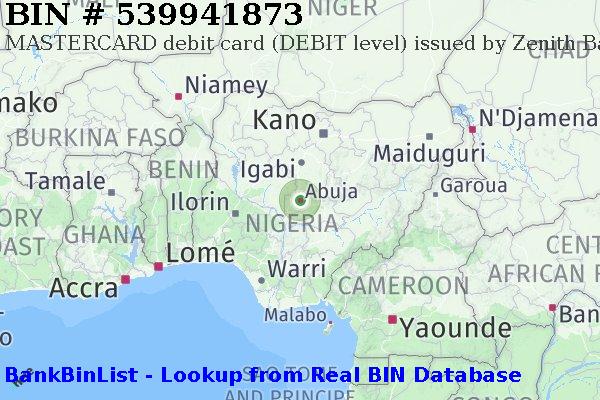 BIN 539941873 MASTERCARD debit Nigeria NG