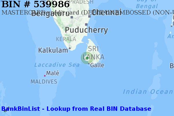 BIN 539986 MASTERCARD credit Sri Lanka LK