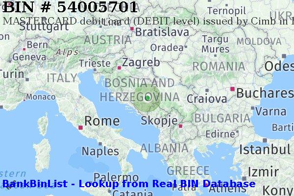 BIN 54005701 MASTERCARD debit Bosnia and Herzegovina BA