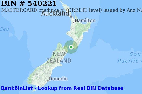 BIN 540221 MASTERCARD credit New Zealand NZ