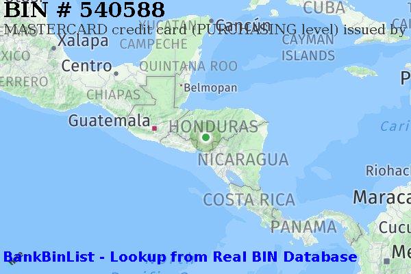 BIN 540588 MASTERCARD credit Honduras HN