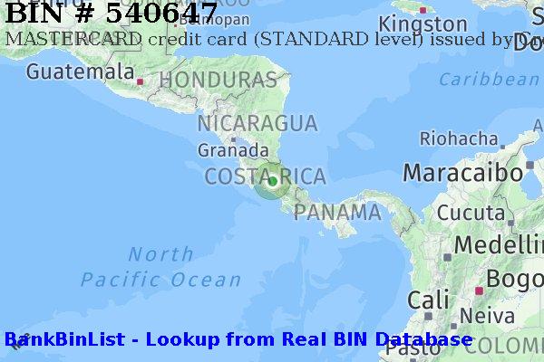 BIN 540647 MASTERCARD credit Costa Rica CR