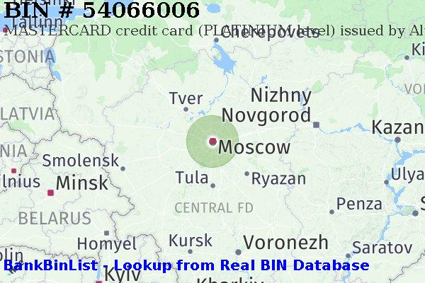 BIN 54066006 MASTERCARD credit Russian Federation RU