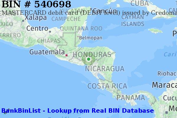 BIN 540698 MASTERCARD debit Honduras HN
