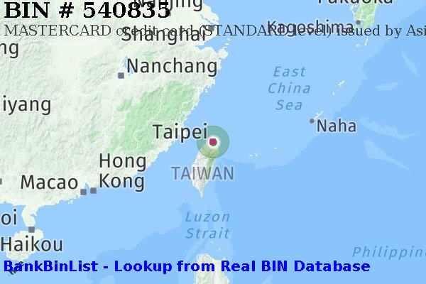 BIN 540835 MASTERCARD credit Taiwan TW