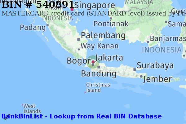 BIN 540891 MASTERCARD credit Indonesia ID