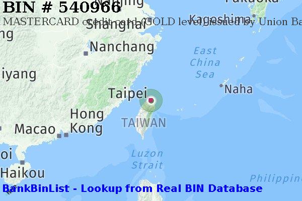 BIN 540966 MASTERCARD credit Taiwan TW