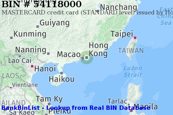 BIN 54118000 MASTERCARD credit Hong Kong HK