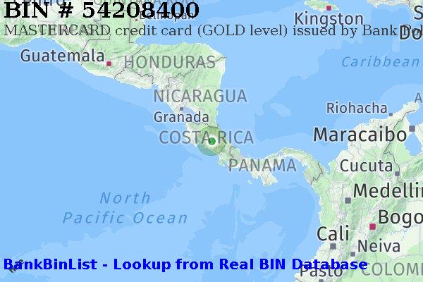 BIN 54208400 MASTERCARD credit Costa Rica CR