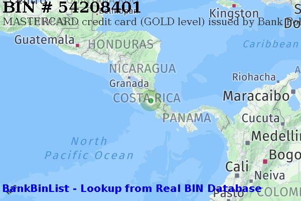 BIN 54208401 MASTERCARD credit Costa Rica CR